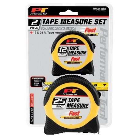 Performance Tool 25 Ft. & 12 Ft. Tape Measure Set, W5025Bp W5025BP